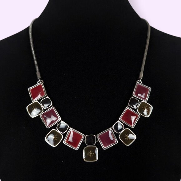 (2/$20) Passion Red & Black Enamel Necklace - Picture 2 of 6